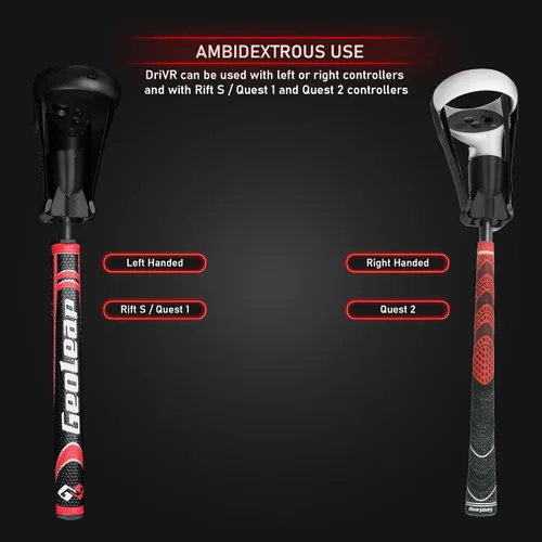 Vista 6 de DeadEyeVR DriVR - VR Golf Club Handle Accessory (Putter + Standard - Red - Metal)