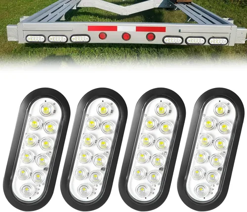 Vista 28 de 2 luces LED ámbar ovaladas para remolque, 6 pulgadas, luces LED ovaladas de parada, intermitentes, luces de freno de remolque lateral, lámpara de 2