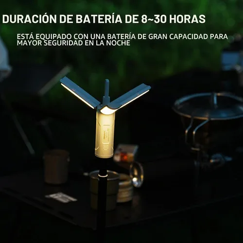 Vista 8 de Allspark - Luz de campamento plegable y recargable con soporte, linterna LED colgante impermeable, luz de campamento magnética telescópica