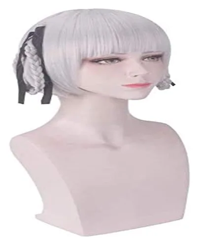 Vista 2 de 40cm Anime KAKEGURUI Cosplay Kirari Momobami Braids Women Wig Role Playing Wigs Halloween Cosplay Silver Hair