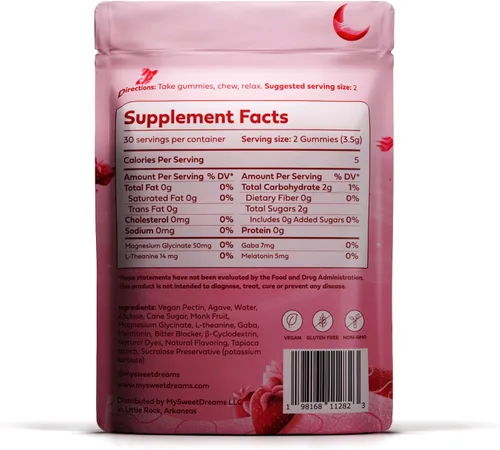 Vista 2 de SweetDreams Dream Gummies - Ayuda natural para dormir para adultos, 5 mg de melatonina, magnesio y L-teanina, suplemento de gomitas veganas, gomitas