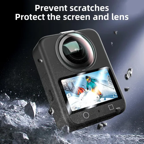 Vista 4 de 2 protectores de pantalla + protectores de lente de PC para DJI OSMO 360, cubierta de pantalla de vidrio templado Ultra HD 9H película protectora