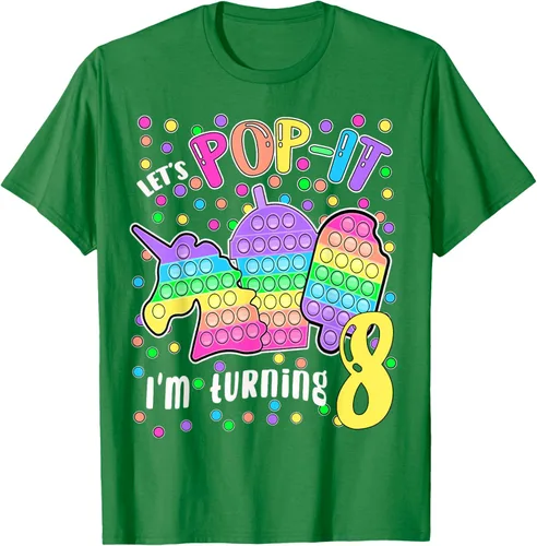 Vista 56 de Let's Pop-it I'm turning 8 Colorful 8th Birthday - Camiseta para niña, Negro