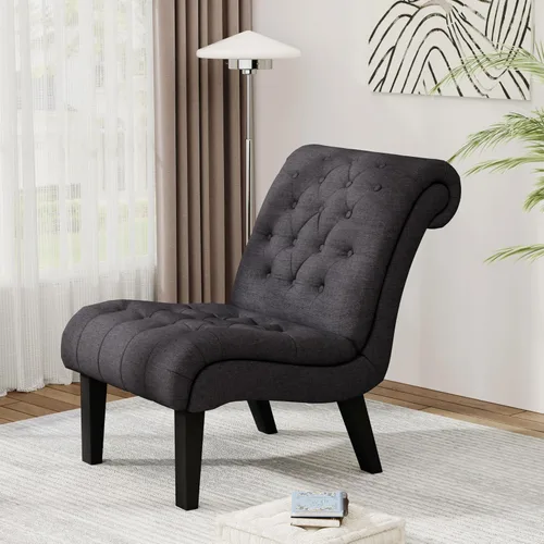Vista 4 de HAOBO Home Silla de acento sin brazos con botones capitoné silla lateral para sala de estar dormitorio Funiture