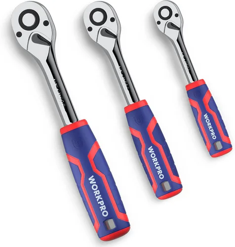 Vista 8 de WORKPRO Mango de trinquete de accionamiento de 1/2 pulgadas, trinquete reversible de 72 dientes, mango de trinquete de liberación rápida de 1/2