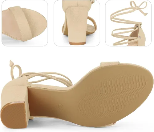 Vista 3 de Perphy Sandalias de tacón alto grueso con cordones para mujer