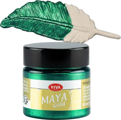 Vista 19 de Viva Decor Maya Gold (verde manzana) 1.52 onzas líquidas - Pintura acrílica metálica brillante para trabajos creativos en madera, vidrio
