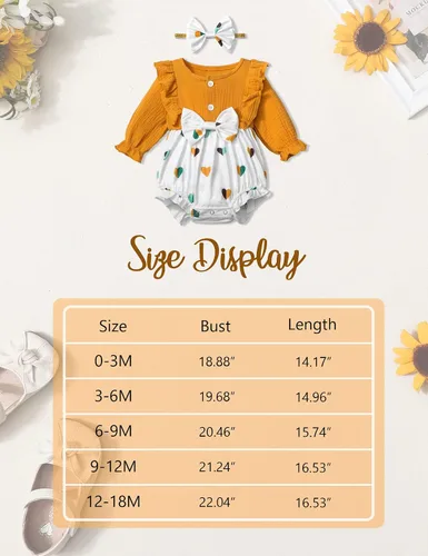 Vista 6 de Ropa de bebé niña con volantes de manga larga de algodón y lino con botón + diadema 2 piezas de otoño para bebé niña