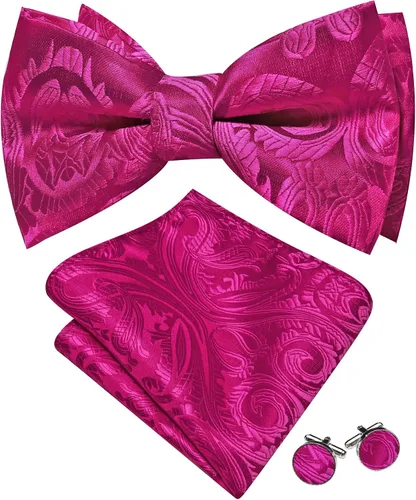 Vista 19 de Barry.Wang Pajarita de Rayas Paisley para Hombre de Seda Preatada Pañuelo de Bolsillo Gemelos Juego Formal Boda Fiesta Graduación