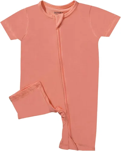 Vista 2 de GUISBY Pijama de bambú para bebé, mameluco sin pies de manga corta, durmiente con cremallera de 2 vías