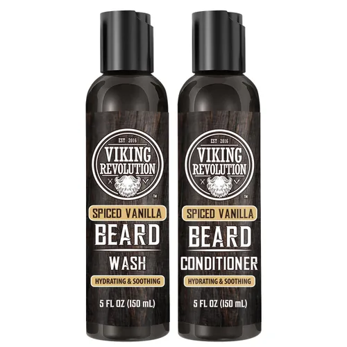 Vista 8 de Viking Revolution Lavado de Barba y Acondicionador de Barba para Hombres con Aceite de Argán y Aceite de Jojoba - Suavizante y Fortalecedor de Barba