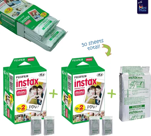 Vista 3 de Fuji Instax Mini 9 Cámara Instantánea Verde Lima con Estuche Personalizado + Paquete de Valor de Película (50 Hojas) Álbum de Fotos con Diseño