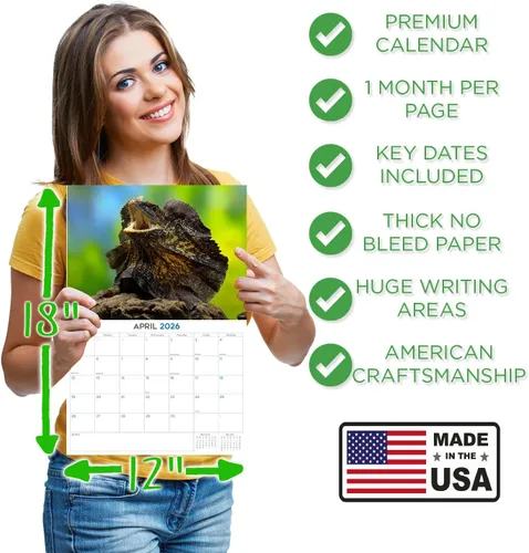 Vista 299 de Calendario de grises africanos 2025 2026 – Planificador mensual de pared de aves africanas – 12 x 18 pulgadas (abierto), calendario de pared
