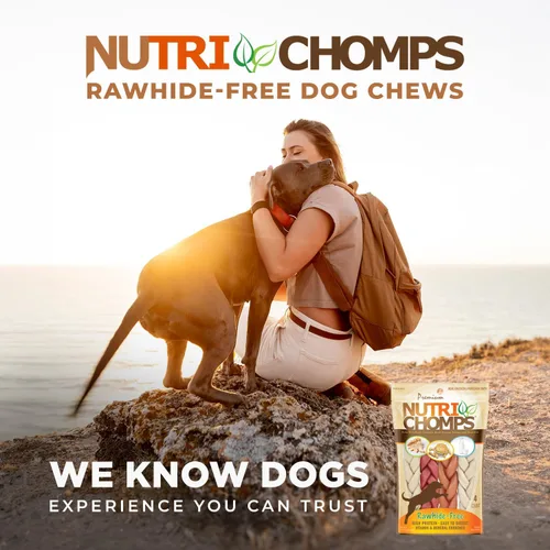 Vista 7 de NutriChomps Masticables para Perros, Trenzas de 6 Pulgadas, Fáciles de Digerir, Snacks para Perros sin Piel Cruda, Saludables, Pollo Real, Sabores a