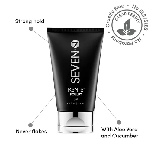 Vista 2 de SEVEN Haircare KENTE SCULPT Gel para el cabello para mujeres y hombres, gel de peinado de fijación fuerte con aloe vera y pepino, sin alcohol, sin