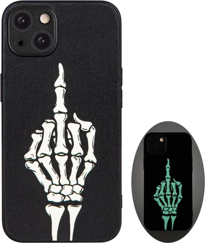 Vista 20 de X spirit Funda genial para iPhone 11, diseño de esqueleto de calavera, estilo gótico atrevido emo luminoso, dedo medio, rock n roll, se ilumina