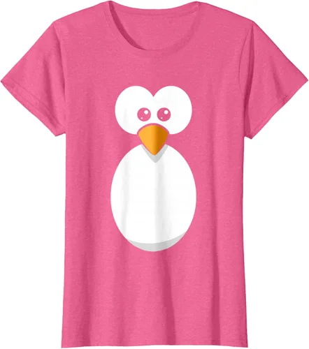 Vista 86 de Camiseta divertida con diseño de cara de pingüino o disfraz fácil, color negro, talla S