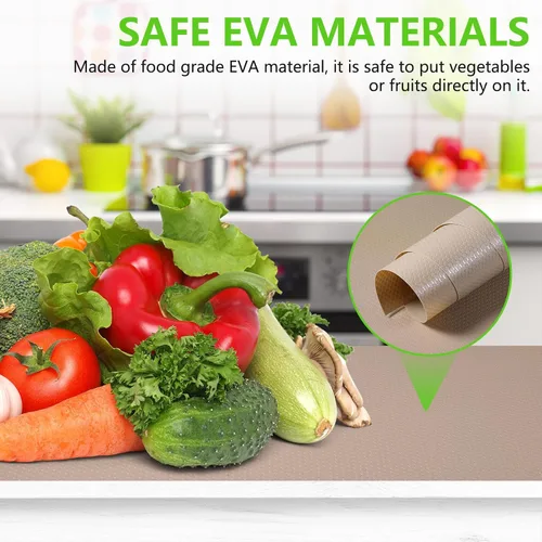 Vista 3 de Revestimientos de estantes beige para armarios de cocina, revestimiento de cajones no adhesivo para baño, revestimientos impermeables
