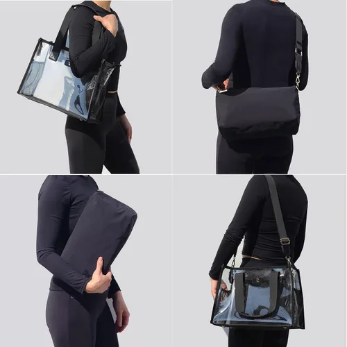 Vista 2 de Bolso transparente iridiscente de burbujas de jabón para eventos de estadio con bolsa de hombro para playa de conciertos