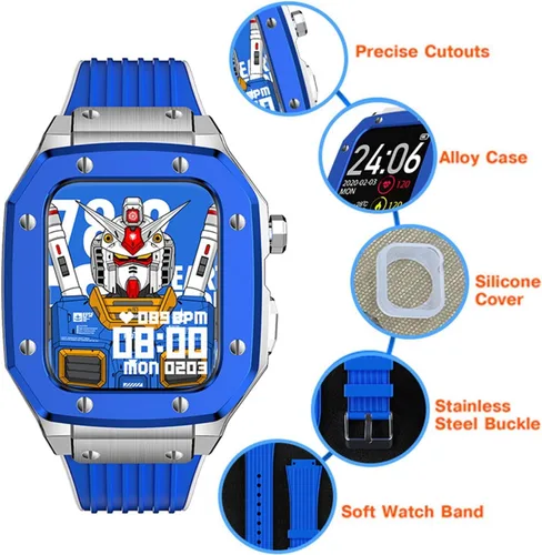 Vista 3 de Funda para Apple Watch Band Series 8 de aleación de 1.732 pulgadas, 1.654 pulgadas, 1.732 pulgadas, 1.732 pulgadas, accesorios de reloj de goma