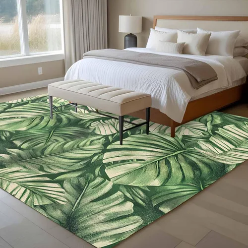 Vista 4 de 6x9 Area Rugs for Living Room, Tropical Leaves Non-Slip Area Rugs for Living Room Bedroom Entryway, Watercolor Retro Country Summer Leaf Washable