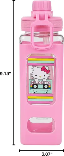 Vista 9 de Bioworld Hello Kitty - Botella de agua de plástico de 24 onzas, diseño de cinta de cassette, color rosa