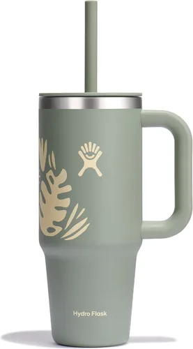Vista 61 de Hydro Flask Vaso de Viaje con Asa, Tapa y Pajita - Acero Inoxidable Aislado en 24 Oz Aloe