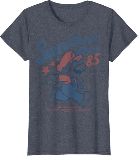 Vista 18 de Nintendo Super Mario Brothers '85 Vintage Stars - Camiseta Gris Oscuro