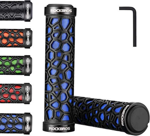 Vista 10 de ROCKBROS Puños de manillar de bicicleta con doble bloqueo Puños de bicicleta antideslizantes para manillar de bicicleta para MTB, BMX, patinetas A1