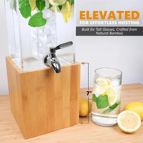 Vista 9 de Dispensador de bebidas de acrílico - Dispensador de bebidas de 1.25 galones con soporte y núcleo de hielo – Servidor de bebidas frías para fiestas