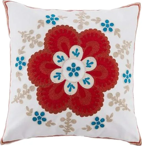 Vista 2 de Judy Dre am Funda de cojín bohemia con bordado de 100 % algodón, decoración cuadrada de arte para sofá, cama, sofá, sala de estar, funda de cojín