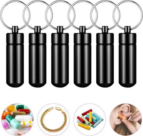 Vista 6 de Patelai 12 piezas de llavero portátil para pastillas, mini estuche de bolsillo para píldoras para hombres y mujeres, contenedores de geocache