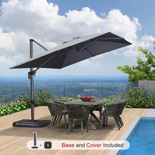 Vista 401 de PURPLE LEAF Paraguas al aire libre con base 8' x 8' protección solar verde Manzana Verde (Apple Green)