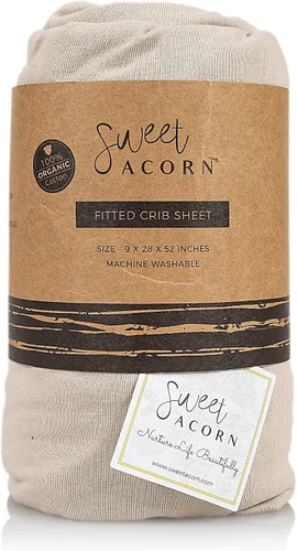 Vista 11 de Sábanas bajeras para cuna, ropa de cama de punto de jersey de algodón orgánico, se adapta a colchones estándar de cuna de bebé, 9 x 28 x 52 Azul