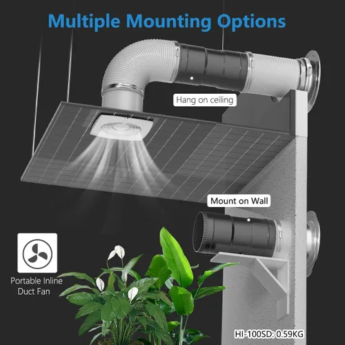 Vista 7 de Hon&Guan Ventilador Soplador En Línea de 3 Pulgadas con Controlador de Velocidad 120 CFM con 20W de Potencia Ultra-Baja y Bajo Ruido