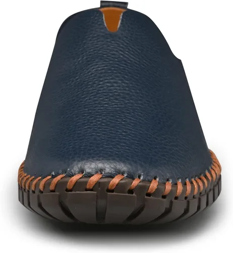 Vista 2 de Mocasines de cuero genuino para hombre, suaves, transpirables, hechos a mano, con costuras a la moda, casuales, ligeros, zapatos de vestir