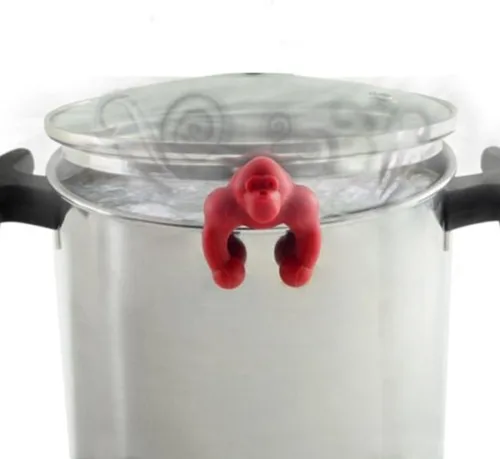 Vista 4 de Elevador de tapa de olla de silicona, a prueba de derrames, a prueba de salpicaduras, de liberación de vapor, herramienta de cocina, decoración