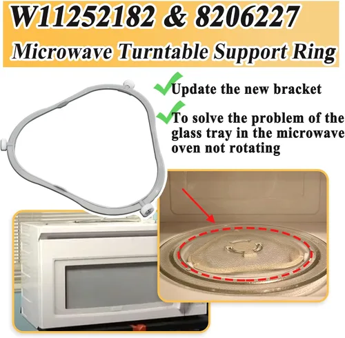 Vista 4 de W11252182 8206227 Reemplazo de anillo de soporte de placa giratoria de vidrio para microondas, reemplaza AP6799974 W10435114 PS12584163 W10654906