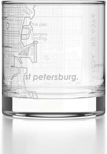 Vista 62 de Well Told Vaso de rocas grabado con mapa de Akron, Ohio, cristalería estilo antiguo (325ml, transparente) Vaso de bourbon grabado, regalos