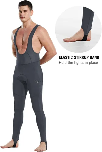 Vista 2 de BALEAF Pantalones de ciclismo de invierno para hombre, con acolchado 4D, térmicas, resistentes al agua, para ciclismo, para clima frío, bolsillos