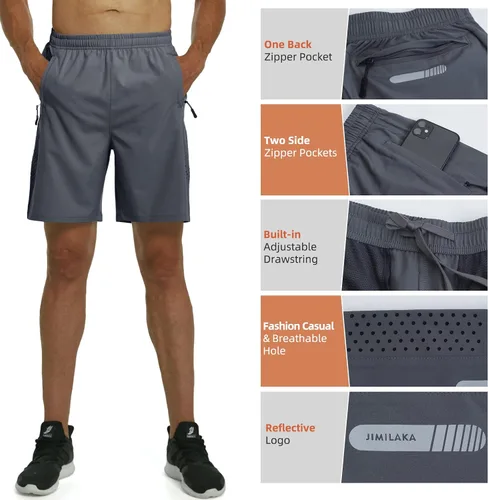 Vista 3 de Jimilaka Pantalones cortos deportivos de 7 pulgadas para hombre de secado rápido para entrenamiento gimnasio ligeros para senderismo baloncesto