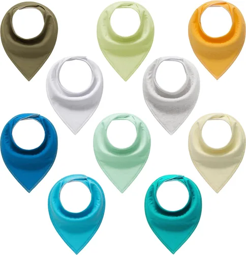 Vista 4 de Little Tots - Baberos de algodón unisex para bebés y niños, paquete de 8/10 baberos suaves y absorbentes Blossom Whisper-10pack