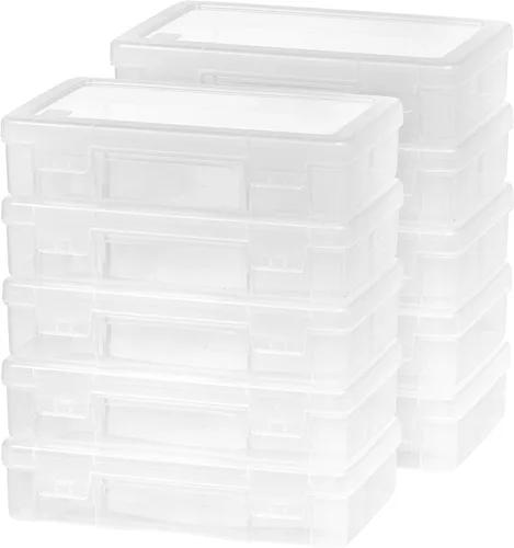 Vista 8 de Iris caja de almacenamiento de suministros 10 piezas, Plástico, Transparente, S Bead Storage Organizing Containers with Snap Lid for Arts, Crafts