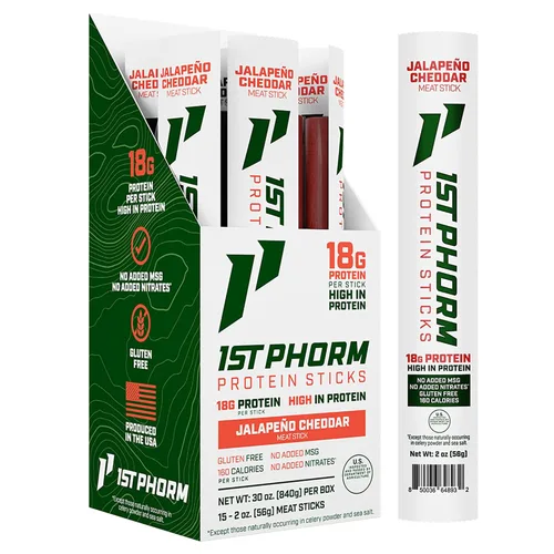 Vista 6 de 1st Phorm Palitos de proteína, Teriyaki sazonado, 0.63 oz de proteína, 15