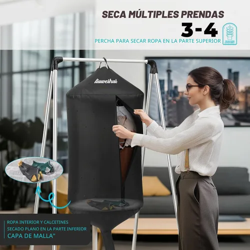 Vista 5 de Secadora de ropa portátil – Secadora de ropa de viaje – Ideal para pequeñas cargas de prendas ligeras, además de artículos pequeños como ropa