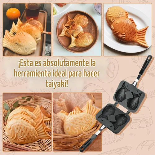Vista 7 de MAOPINER Taiyaki - Molde para tartas con forma de pez, waffle, molde doble para panqueques en forma de pez, para el hogar, bricolaje, cocina