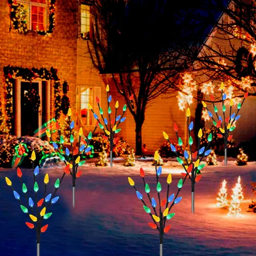 Vista 8 de Actualizado 6 paquetes de 120 luces LED C6 solares de Navidad, luces de Navidad para exteriores, 8 modos de luces impermeables para caminos