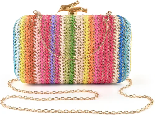 Vista 9 de PACETAP Bolso de noche para mujer, bolso de mano, correa de cadena, bolso de hombro para boda, fiesta, cóctel, baile de graduación, cena Chain