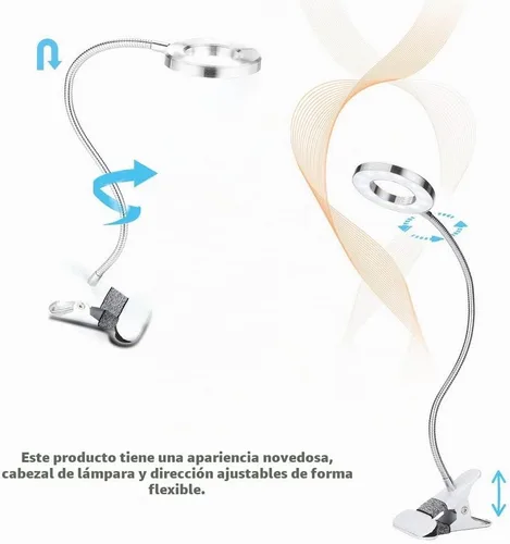 Vista 4 de lámpara, USB círculo maquillaje lámpara ceja labio salón de belleza escritorio Led luces con clip
