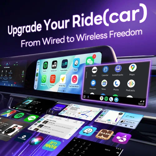 Vista 5 de CarlinKit 5.0 Adaptador inalámbrico CarPlay para Android Auto 2AIR 5GHz WiFi Wired to Wireless Plug-and-Play Auto Connect for OEM Wired